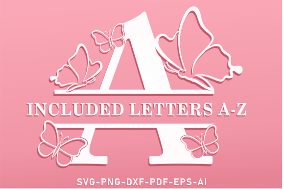Butterfly Monogram Split Letters SVG for Crafts and Graphics