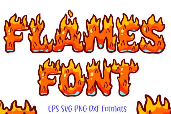 Fire Flames Lettering ABC Text Font SVG for Graphics and Illustrations