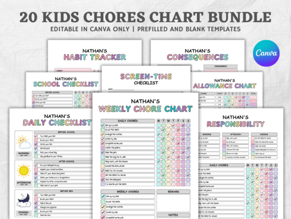 Kids Chore Chart Bundle: Graphics & Print Templates Review