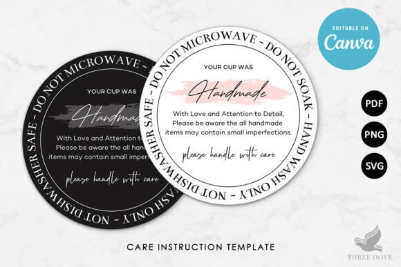Round Cup Care Instruction Card Template: Essential Graphics for Print Templates