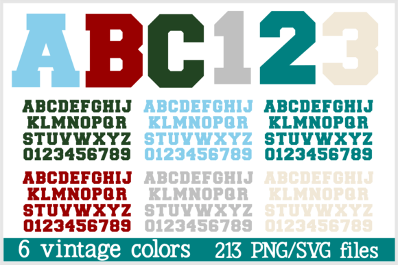 Sports Letters Numbers PNG SVG Vintage: Graphics for Crafts